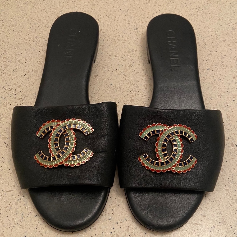 Chanel Leather Slides